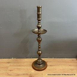 Vintage Monumental Etched Brass Pillar Floor Candle Holder (LOCAL PICK UP ONLY)