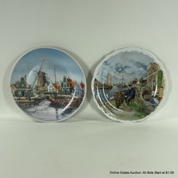 Pair Of Royal Schwabap Made In Enter-Holland Hand Decorated Plates