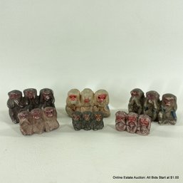 Lot Of Six Assorted Hear No Evil Etc. Monkey Figurines