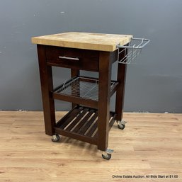 Rolling Kitchen Cart With Butcher Block Top (LOCAL PICK UP ONLY)