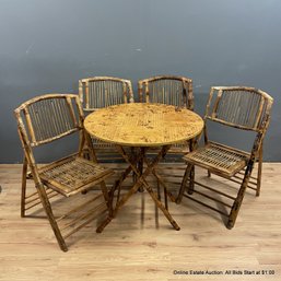 Bamboo Folding Table And Four Chairs (LOCAL PICK UP ONLY)