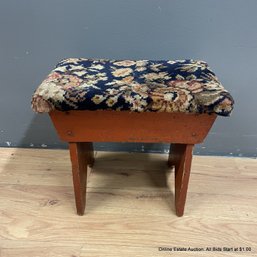 Wood Foot Stool With Carpeted Seat (LOCAL PICK UP ONLY)
