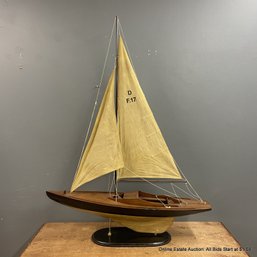 Sailboat Model Mounted On Display Stand (LOCAL PICK UP ONLY)