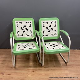 Pair Of Retro Style Metal Outdoor Chairs (LOCAL PICK UP ONLY)