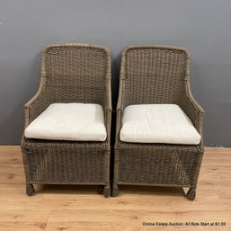 Pair Of Pottery Barn Saybrook Collection Outdoor Dining Arm Chairs With Bottom Cushions (LOCAL PICK UP ONLY)