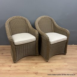 Pair Of Ethan Allen Portico Collection Patio Chairs With Bottom Cushions (LOCAL PICK UP ONLY)
