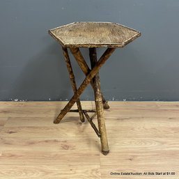 Bamboo Side Table With Woven Top (LOCAL PICK UP ONLY)