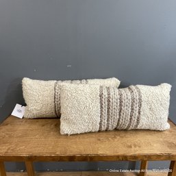 Pair Of Ugg Wool Blend Lumbar Decorative Throw Pillows