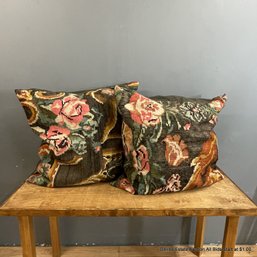 Pair Of Tapestry Euro Decorative Throw Pillows