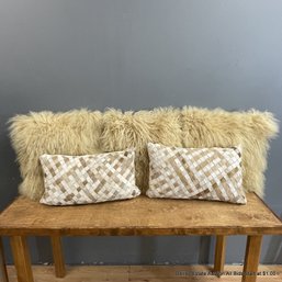 Five Cow Hide And Faux Fur Decorative Throw Pillows