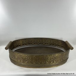 Large  Faux Patinated Pressed Metal Decorative Basket Tray (LOCAL PICK UP ONLY)