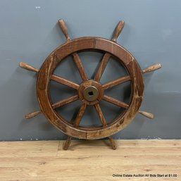 Vintage Teak Ships Wheel  (LOCAL PICKUP ONLY)