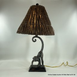 Monkey Lamp With Twig Lamp Shade, Tested And Works (LOCAL PICK UP ONLY)