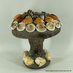 Cement Mushroom Sculpture With Seashell Decoration (LOCAL PICK UP ONLY)