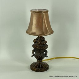 Small Accent Lamp With Fabric Shade, Tested And Works