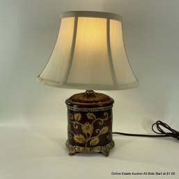Small Table Lamp With Fabric Shade, Tested And Works