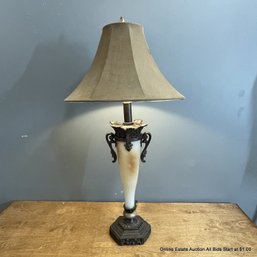 Alabaster And Metal Table Lamp With Fabric Shade (LOCAL PICK UP ONLY)