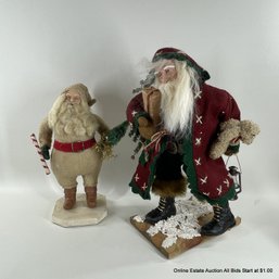 Pair Of Christmas Santa Claus Figures