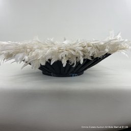 Very Large African JuJu Hat With White Feathers