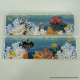 2 Ceramic Tropical Reef Themed Tiles