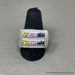 18K White Gold And Sapphire Ring 8.39 Grams