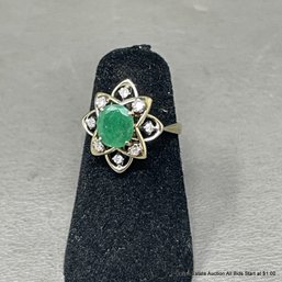 14K Gold Emerald And Diamond Ring 2.27 Grams