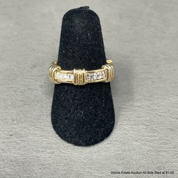 Gold-plated And Clear Stone Diamond-look Fashion Ring