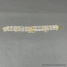 18K Yellow Gold And Pearl Bracelet 30 Grams