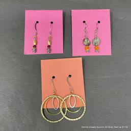 Set Of Three Handmade Earrings