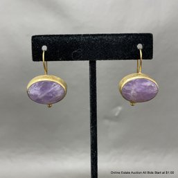 Sterling Silver Gold Vermeil Amethyst Earrings 11.34 Grams