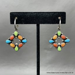 Don Lucas Sterling Silver And Multi Color Stones Earrings