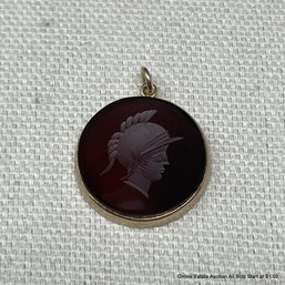 14K Yellow Gold Carnelian Intaglio Pendant 3.66 Grams