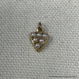 14K Yellow Gold And Pearl Heart Pendant 1 Gram