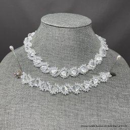 Acrylic Cut-Glass Style Necklace And Bracelet Set