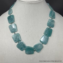 Nephrite Jade Panel Necklace With Toggle Clasp