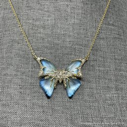 Alexis Bittar Goldtone Necklace With Blue Butterfly