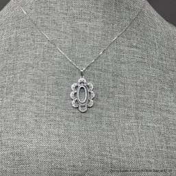 14K White Gold And Diamond Filigree Pendant 9.46 Grams