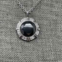 14K White Gold And Hematite Necklace 8.95 Grams