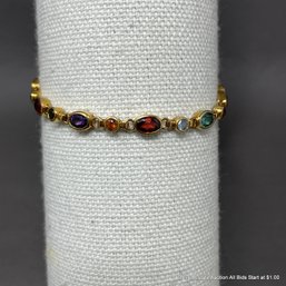 18k Yellow Gold Multi Gemstone Bracelet 10 Grams