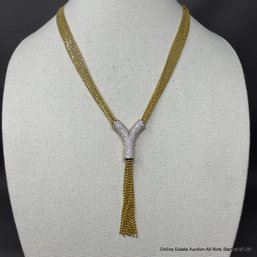 18k Yellow Gold & Diamond Bolo Necklace 93 Grams