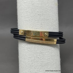 2 18k Yellow Gold & Rubber Cord Bracelets 10 Grams