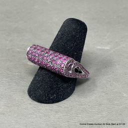 18k White Gold And Pink Sapphire Statement Modern Scroll Ring 11 Grams