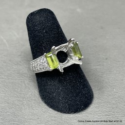 Platinum, Diamond & Peridot Ring Mounting 10.19 Grams