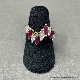 14K Yellow Gold, Diamond And Ruby Ring  4.06 Grams