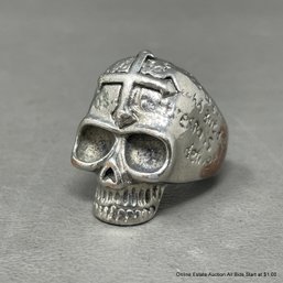 Silver Plated Skull Ring Size 9.5