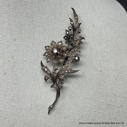 Antique Rose-Cut Diamond Floral Brooch