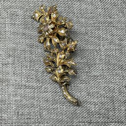 Antique Rose-Cut Diamond & Gold Floral Brooch