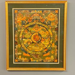 Framed Tibetan Wheel Of Life Thangka Painting