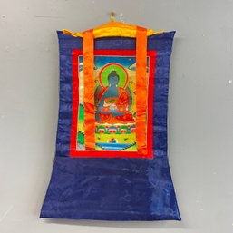 Painted Fabric Medicine Buddha Wall Tapestry