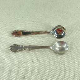 Sterling Silver Salt Spoon Brooch & Complementary Silver Spoon Brooch